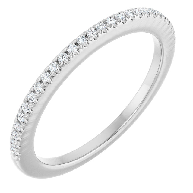 14K Gold Round Lab-Grown Diamond French-Set Anniversary Band – 1/10 CTW - White Gold
