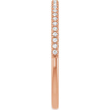 14K Gold Round Lab-Grown Diamond French-Set Anniversary Band – 1/10 CTW - Rose Gold - view 4