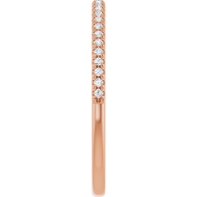 14K Gold Round Lab-Grown Diamond French-Set Anniversary Band – 1/10 CTW - Rose Gold - view 4