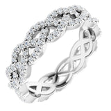 Platinum Round Natural Diamond Infinity-Inspired Twisted Eternity Band – 1 mm Stones