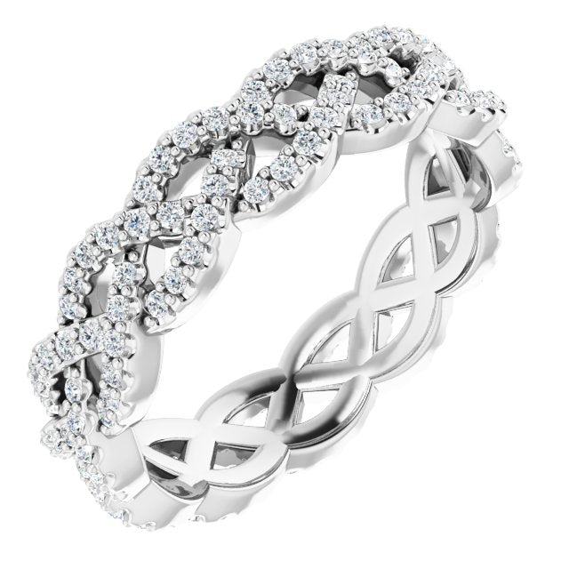 Platinum Round Natural Diamond Infinity-Inspired Twisted Eternity Band – 1 mm Stones