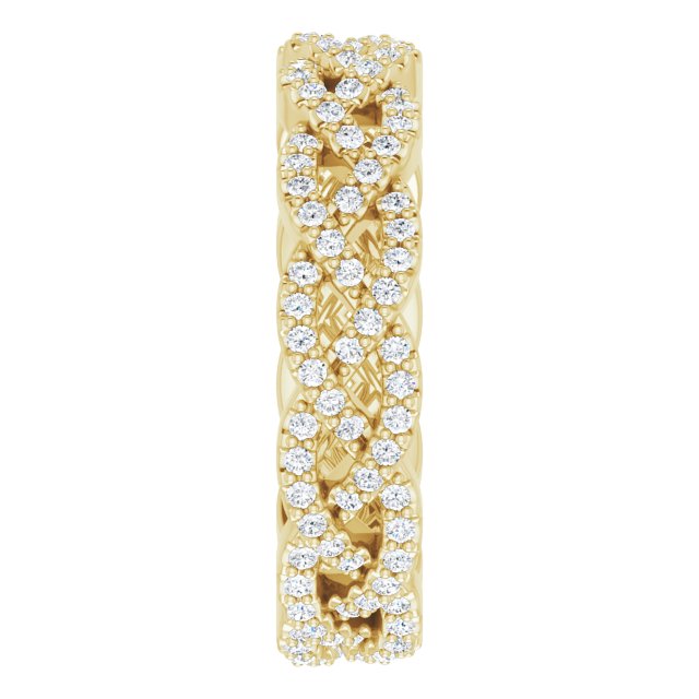 14K Gold Round Natural Diamond Infinity-Inspired Twisted Eternity Band – 1 mm Stones - Yellow Gold - view 4