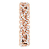 14K Gold Round Natural Diamond Infinity-Inspired Twisted Eternity Band – 1 mm Stones - Rose Gold - view 5