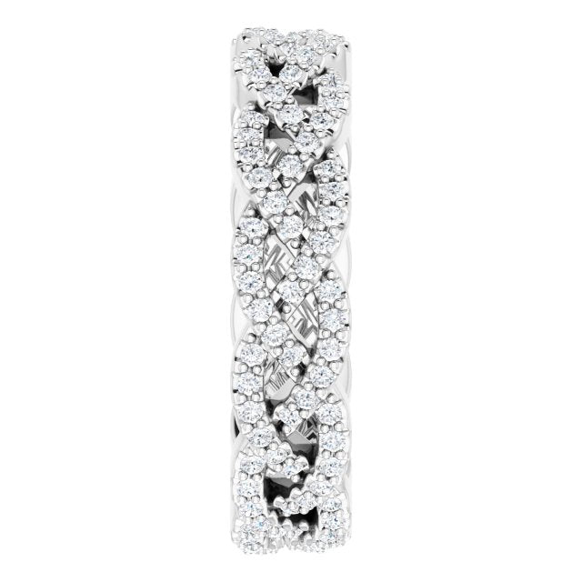 Platinum Round Natural Diamond Infinity-Inspired Twisted Eternity Band – 1 mm Stones - view 5