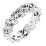 Platinum Round Natural Diamond Infinity-Inspired Twisted Eternity Band – 1 mm Stones