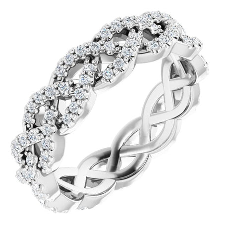 Platinum Round Natural Diamond Infinity-Inspired Twisted Eternity Band – 1 mm Stones