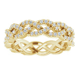 14K Gold Round Natural Diamond Infinity-Inspired Twisted Eternity Band – 1 mm Stones - Yellow Gold - view 3