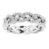 14K Gold Round Natural Diamond Infinity-Inspired Twisted Eternity Band – 1 mm Stones - White Gold - view 3