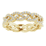 14K Gold Round Natural Diamond Infinity-Inspired Twisted Eternity Band – 1 mm Stones - Yellow Gold - view 3