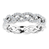 Platinum Round Natural Diamond Infinity-Inspired Twisted Eternity Band – 1 mm Stones - view 3