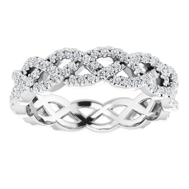 Platinum Round Natural Diamond Infinity-Inspired Twisted Eternity Band – 1 mm Stones - view 3