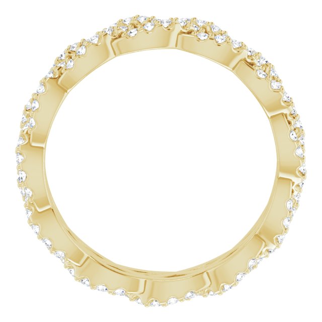 14K Gold Round Natural Diamond Infinity-Inspired Twisted Eternity Band – 1 mm Stones - Yellow Gold - view 2
