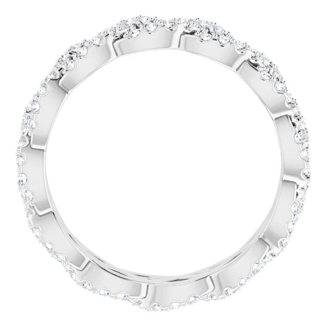 Platinum Round Natural Diamond Infinity-Inspired Twisted Eternity Band – 1 mm Stones - view 2