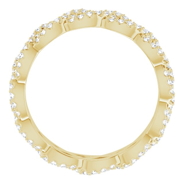 14K Gold Round Natural Diamond Infinity-Inspired Twisted Eternity Band – 1 mm Stones - Yellow Gold - view 2