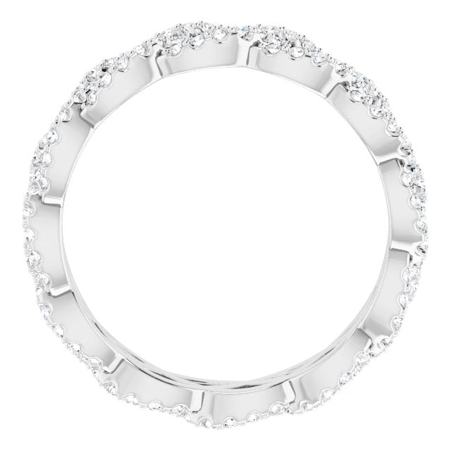 Platinum Round Natural Diamond Infinity-Inspired Twisted Eternity Band – 1 mm Stones - view 2