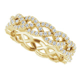 14K Gold Round Natural Diamond Infinity-Inspired Twisted Eternity Band – 1 mm Stones - Yellow Gold - view 5