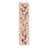 14K Gold Round Natural Diamond Infinity-Inspired Twisted Eternity Band – 1 mm Stones - Rose Gold - view 4