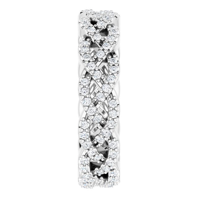 Platinum Round Natural Diamond Infinity-Inspired Twisted Eternity Band – 1 mm Stones - view 4