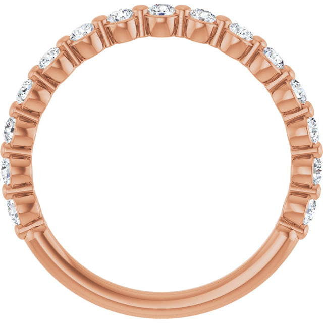 14K Gold Natural Diamond Shared-Prong Anniversary Band – 1/4–3/8 CTW - Rose Gold - view 7