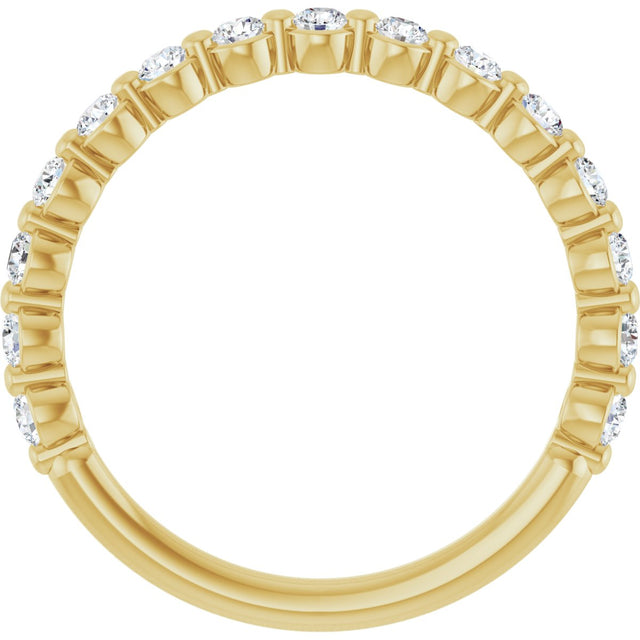 14K Gold Natural Diamond Shared-Prong Anniversary Band – 1/4–3/8 CTW - Yellow Gold - view 7