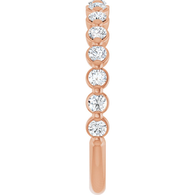 14K Gold Natural Diamond Shared-Prong Anniversary Band – 1/4–3/8 CTW - Rose Gold - view 9