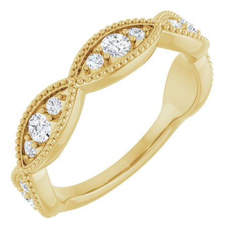 14K Gold Round Natural Diamond Anniversary Band – 1/2 CTW - Yellow Gold