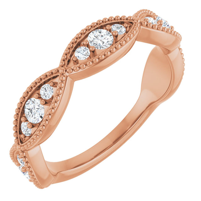 14K Gold Round Natural Diamond Anniversary Band – 1/2 CTW - Rose Gold