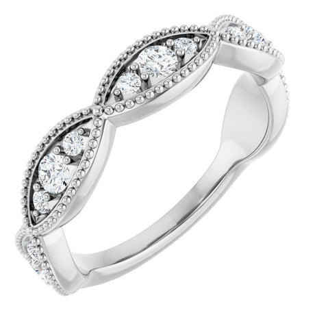 Platinum Round Natural Diamond Anniversary Band – 1/2 CTW