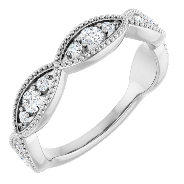 Platinum Round Natural Diamond Anniversary Band – 1/2 CTW