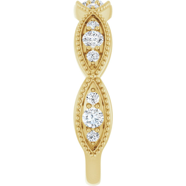 14K Gold Round Natural Diamond Anniversary Band – 1/2 CTW - Yellow Gold - view 4