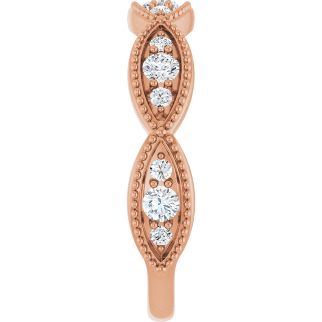 14K Gold Round Natural Diamond Anniversary Band – 1/2 CTW - Rose Gold - view 4