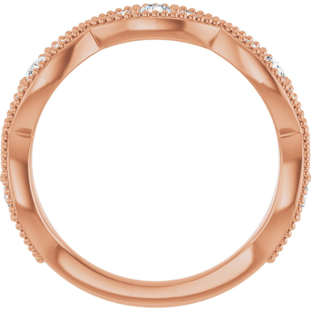 14K Gold Round Natural Diamond Anniversary Band – 1/2 CTW - Rose Gold - view 2