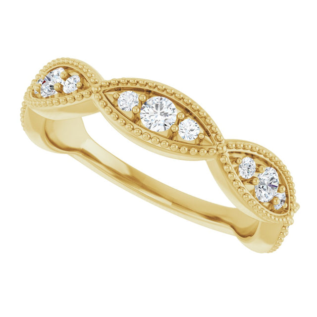 14K Gold Round Natural Diamond Anniversary Band – 1/2 CTW - Yellow Gold - view 5