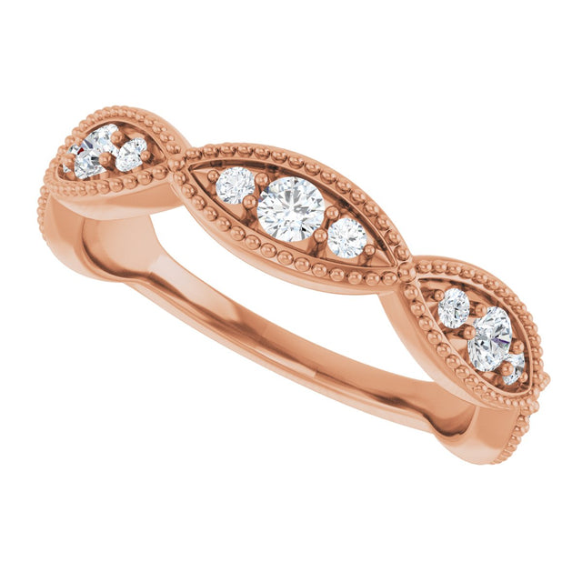 14K Gold Round Natural Diamond Anniversary Band – 1/2 CTW - Rose Gold - view 5