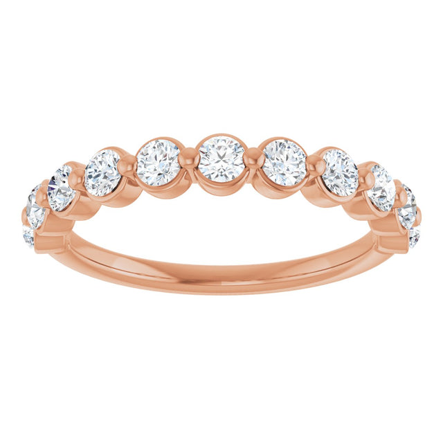 14K Gold Natural Diamond Shared-Prong Anniversary Band – 5/8–9/10 CTW - Rose Gold - view 8