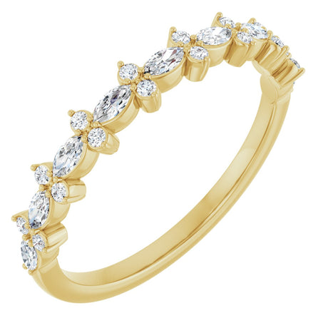 14K Gold Marquise Lab-Grown Diamond Anniversary Band – 1/3 CTW - Yellow Gold