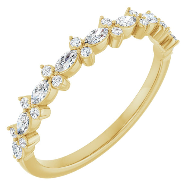 14K Gold Marquise Lab-Grown Diamond Anniversary Band – 1/3 CTW - Yellow Gold