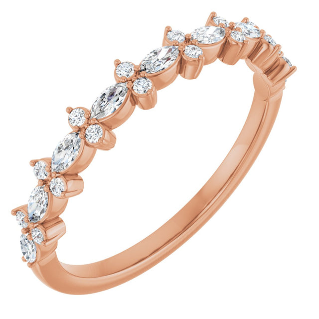 14K Gold Marquise Lab-Grown Diamond Anniversary Band – 1/3 CTW - Rose Gold