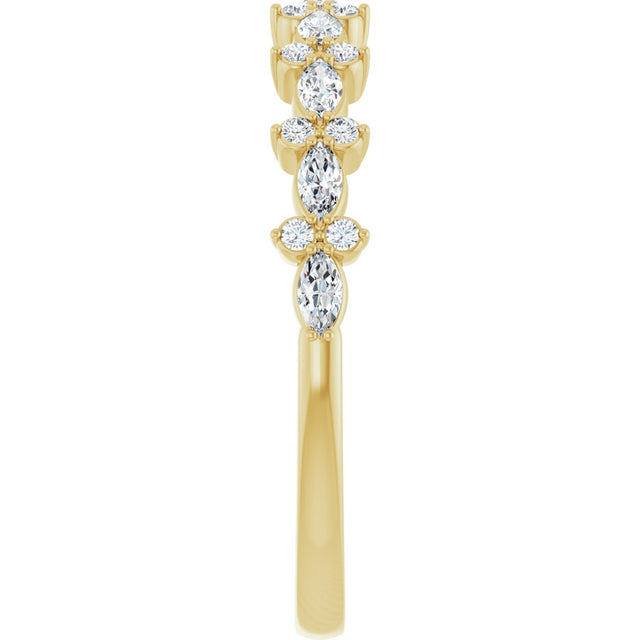 14K Gold Marquise Lab-Grown Diamond Anniversary Band – 1/3 CTW - Yellow Gold - view 4