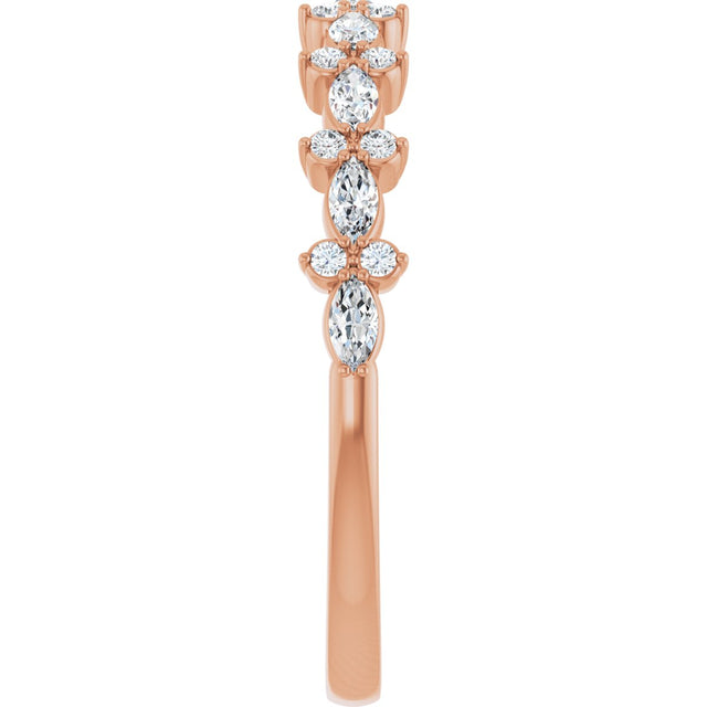14K Gold Marquise Lab-Grown Diamond Anniversary Band – 1/3 CTW - Rose Gold - view 4