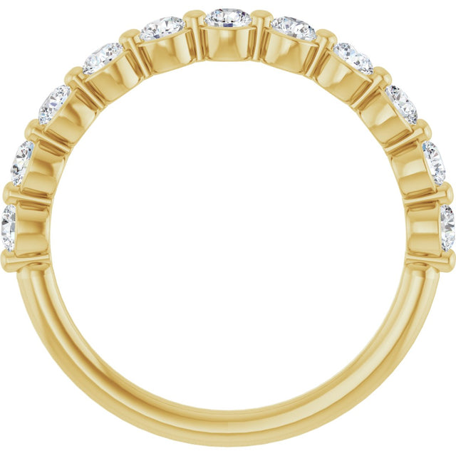 14K Gold Natural Diamond Shared-Prong Anniversary Band – 5/8–9/10 CTW - Yellow Gold - view 7