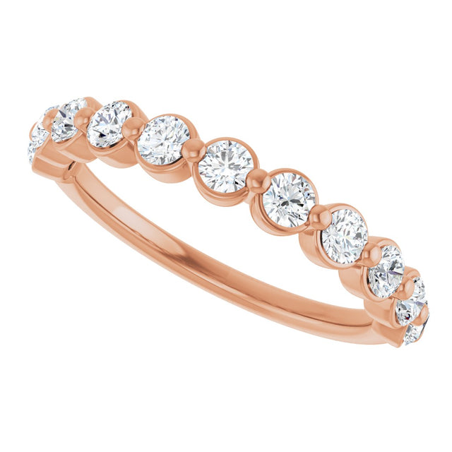 14K Gold Natural Diamond Shared-Prong Anniversary Band – 5/8–9/10 CTW - Rose Gold - view 10
