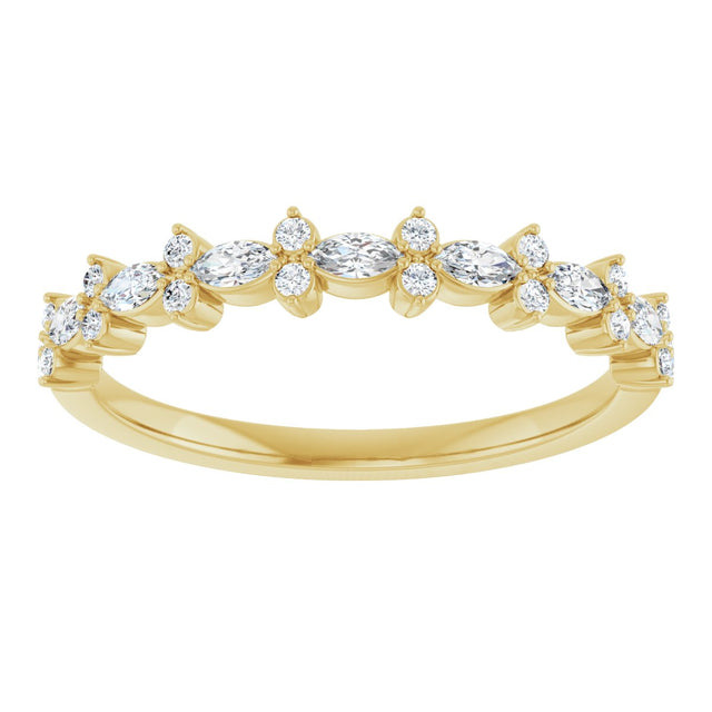 14K Gold Marquise Lab-Grown Diamond Anniversary Band – 1/3 CTW - Yellow Gold - view 3