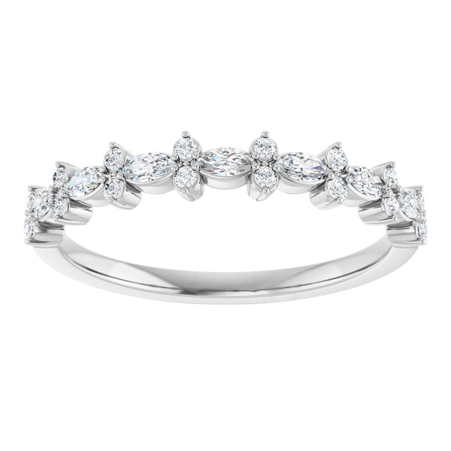 14K Gold Marquise Lab-Grown Diamond Anniversary Band – 1/3 CTW - White Gold - view 3