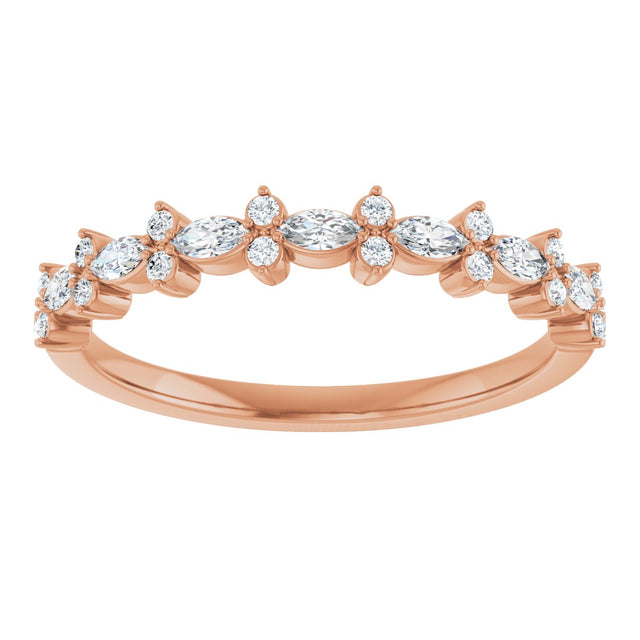 14K Gold Marquise Lab-Grown Diamond Anniversary Band – 1/3 CTW - Rose Gold - view 3