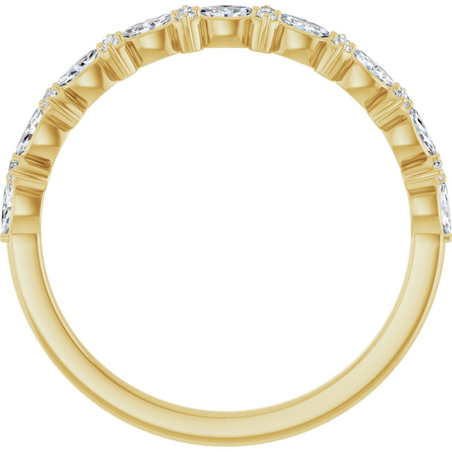 14K Gold Marquise Natural Diamond Anniversary Band – 1/3 CTW - Yellow Gold - view 2