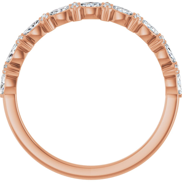 14K Gold Marquise Lab-Grown Diamond Anniversary Band – 1/3 CTW - Rose Gold - view 2