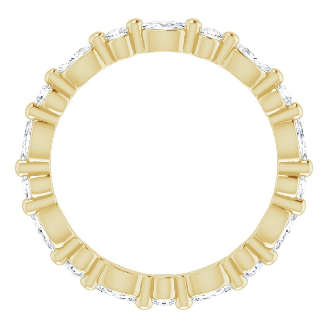 14K Gold Marquise Natural Diamond Multi-Shape Shared-Prong Eternity Band – 3.5x1.75 mm Stones - Yellow Gold - view 2