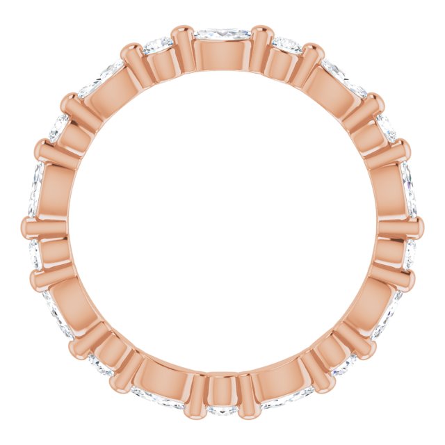 14K Gold Marquise Natural Diamond Multi-Shape Shared-Prong Eternity Band – 3.5x1.75 mm Stones - Rose Gold - view 2