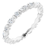 Platinum Marquise Natural Diamond Multi-Shape Shared-Prong Eternity Band – 3.5x1.75 mm Stones